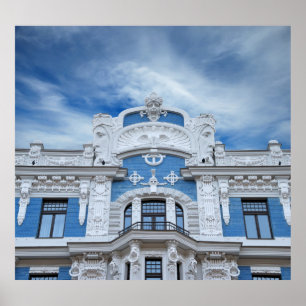 Art Nouveau Fragment: Riga's Architectural Detail Poster