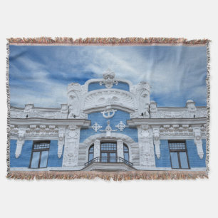 Art Nouveau Fragment: Riga's Architectural Detail Throw Blanket
