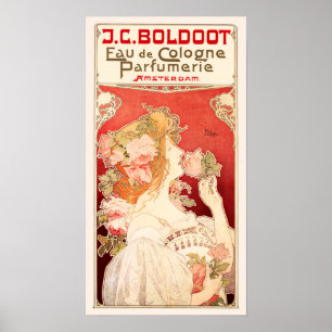 Art Nouveau Fragrance Ad with Roses Poster