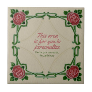 Art Nouveau Frame Roses Repro Tile to Personalise