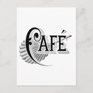 Art Nouveau French Cafe Coffee shop logo Postcard