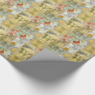 Art Nouveau French Poppy Flowers Wrapping Paper