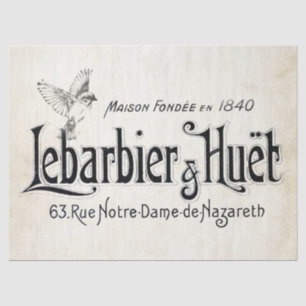 Art Nouveau French Typography Vintage Bird Tissue Paper