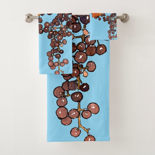 Art Nouveau Frost Grapes Bath Towel Set (Insitu)