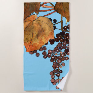 Art Nouveau Frost Grapes Beach Towel