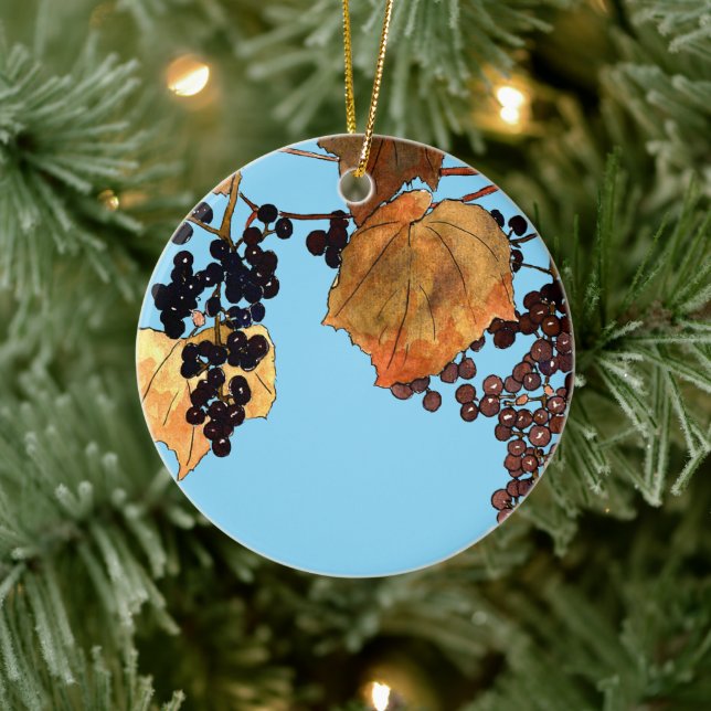 Art Nouveau Frost Grapes Ceramic Ornament (Tree)