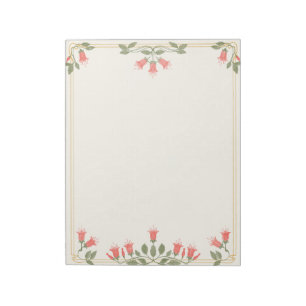 Art Nouveau Fuchsia Floral Border Notepad