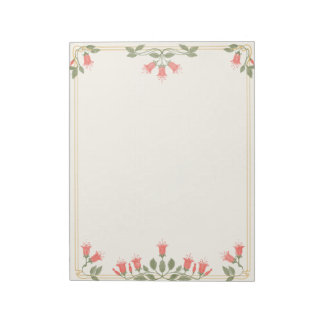Art Nouveau Fuchsia Floral Border Notepad