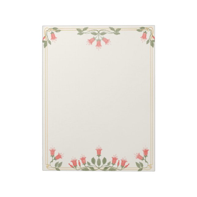Art Nouveau Fuchsia Floral Border Notepad (Rotated)