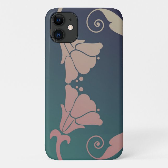 Art nouveau fuschia flower blue green pink Case-Mate iPhone case (Back)