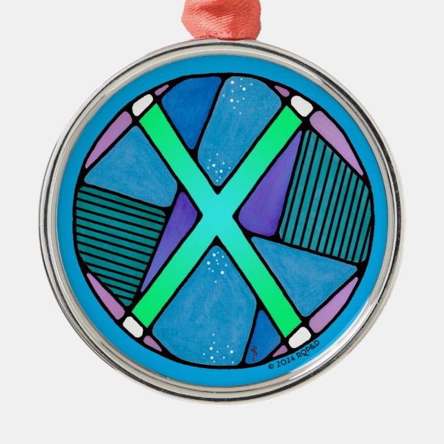 Art Nouveau Gebo Rune of Unity Metal Ornament (Front)