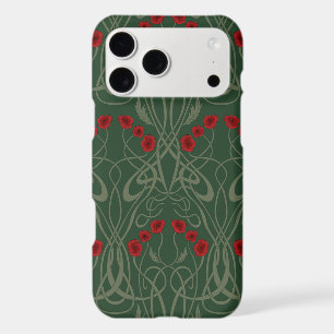 Art Nouveau Geometric Poppies and Sinuous Stems