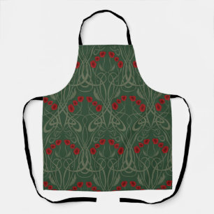 Art Nouveau Geometric Poppies and Sinuous Stems Apron