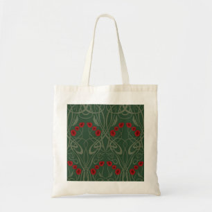 Art Nouveau Geometric Poppies and Sinuous Stems Tote Bag