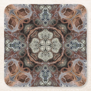 Art nouveau geometric vintage pattern square paper coaster