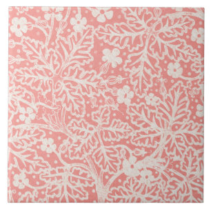 Art Nouveau geranium bush pattern pink Ceramic Tile