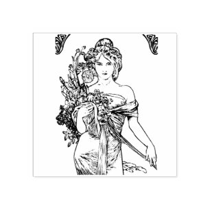Art nouveau girl - Mucha Rubber Stamp