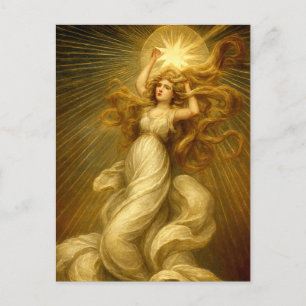 Art Nouveau Girl Reaching For The Stars Postcard