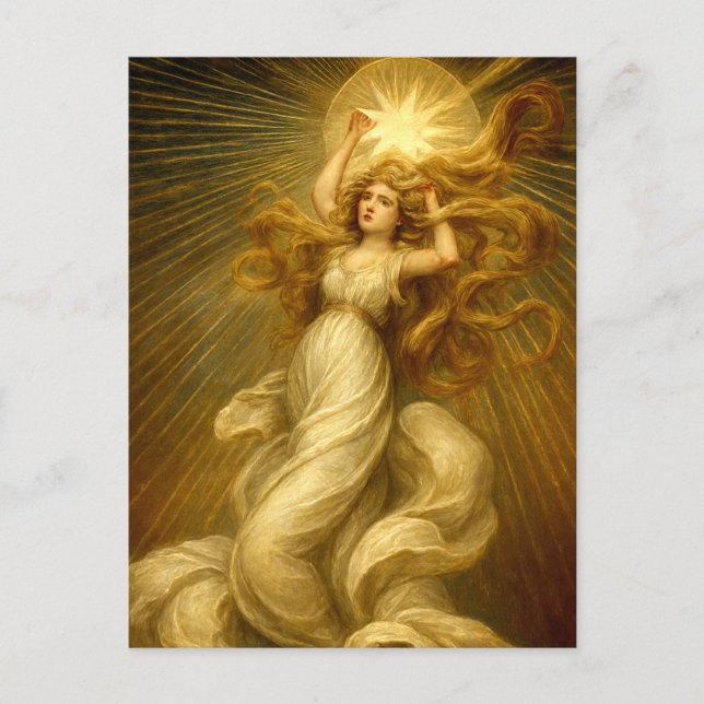Art Nouveau Girl Reaching For The Stars Postcard (Front)