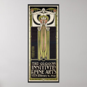 Art Nouveau Glasgow Institute of Fine Arts Poster