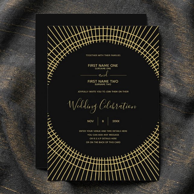 Art nouveau gold and black wedding invitation (Art nouveau gold and black wedding invitation.)