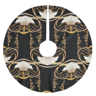 Art Nouveau: Gold Black Brushed Polyester Tree Skirt