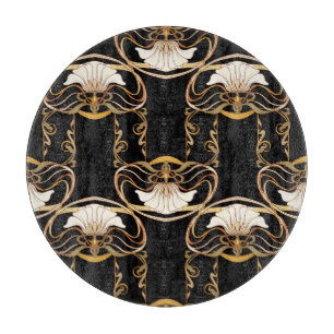Art Nouveau: Gold Black Cutting Board