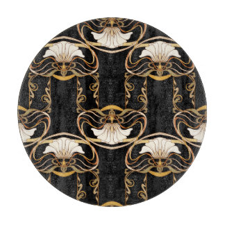 Art Nouveau: Gold Black Cutting Board