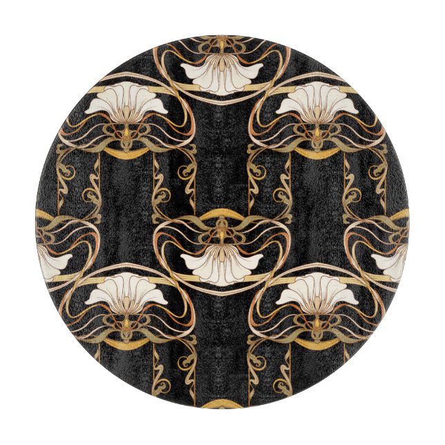 Art Nouveau: Gold Black Cutting Board (Front)