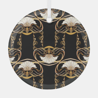 Art Nouveau: Gold Black Glass Tree Decoration