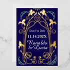 Art Nouveau Gold Blue Botanical Save the Date