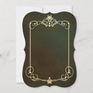 Art nouveau,gold,dark teal ,Victorian,wedding,card