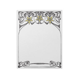 Art Nouveau Gold Flower Border Notepad