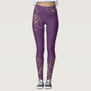 Art Nouveau Gold Flowers Leggings