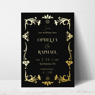 Art Nouveau Gold Foil Wedding Save the Date Card