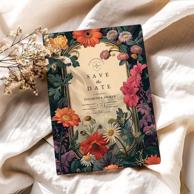 Art Nouveau Gold Frame Wedding Save The Date (Creator Uploaded)