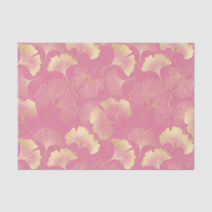 Art Nouveau Gold Ginkgo Leaf Blush Pattern Tissue Paper