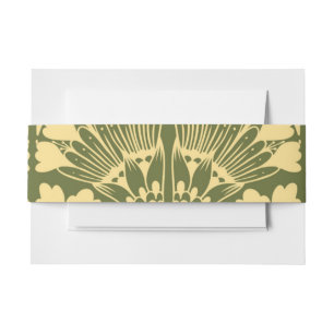 Art Nouveau Gold Green Botanical Invitation Belly Band