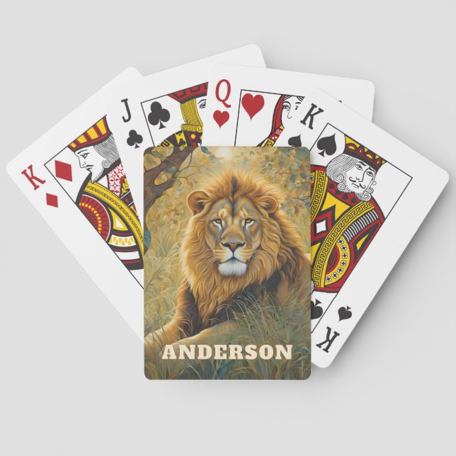 Art Nouveau Gold Lion Playing Cards (Back)