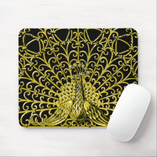 Art Nouveau Gold Peacock Mouse Pad