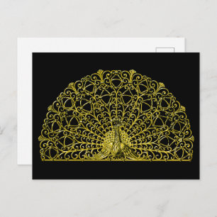 Art Nouveau Gold Peacock Postcard