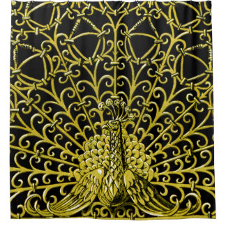 Art Nouveau Gold Peacock Shower Curtain