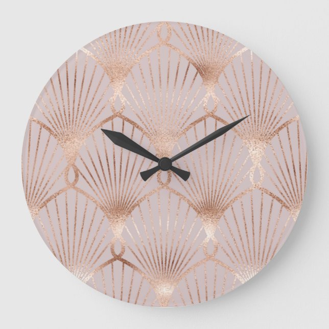 Art Nouveau Gold: Seamless Leaf Large Clock (Front)