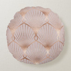 Art Nouveau Gold: Seamless Leaf Round Cushion