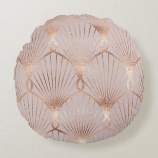 Art Nouveau Gold: Seamless Leaf Round Cushion
