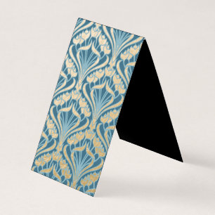Art Nouveau,gold,teal,damask,floral,pattern,chic Business Card