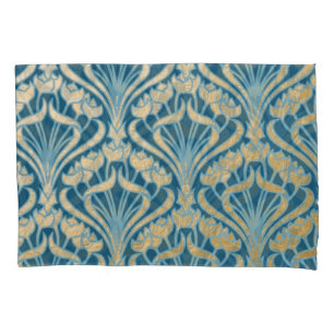 Art nouveau,gold,teal,pattern,damask,Victorian,bel Pillowcase