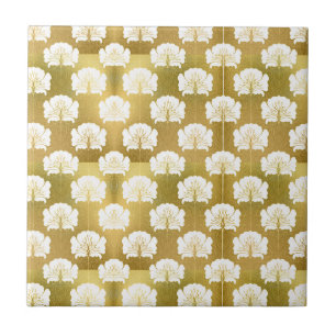 Art nouveau,Gold & white, pattern, vintage, deco,t Ceramic Tile