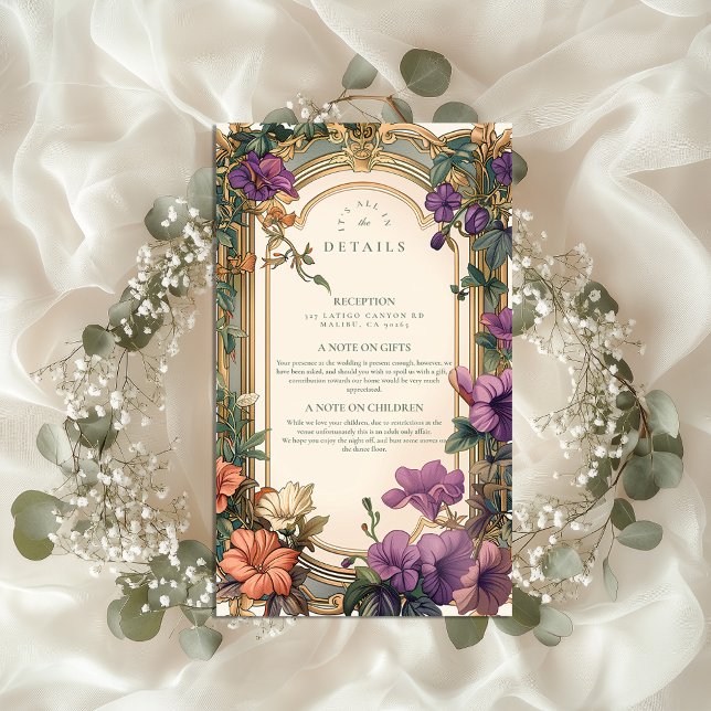 Art Nouveau Golden Arch Floral Wedding Enclosure Card (Creator Uploaded)