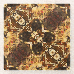Art Nouveau: Golden Brown Vintage Glass Coaster